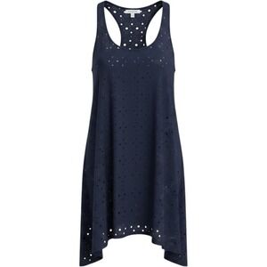 Alexa & Stella Navy Blue Eyelet Racerback Sharkbite Hem Tank Top Women 3X